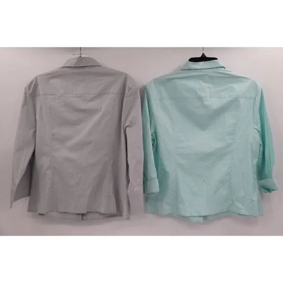 NWT lot of 2 express women's 13/14 button up collared shirt cotton blend career - Picture 4 of 11